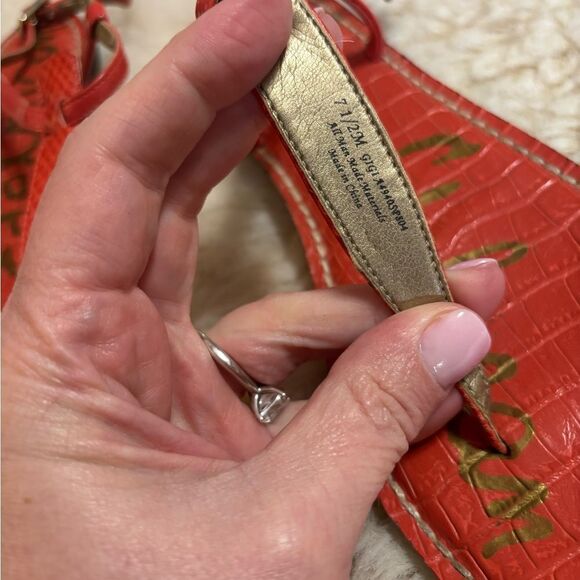 Sam Edelman Orange GiGi T-Strap Sandals - Picture 4 of 5